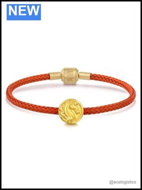 999 Gold Mini Zodiac Horse Charm Bracelet 17cm 1.01g Link Bangle for Men Women